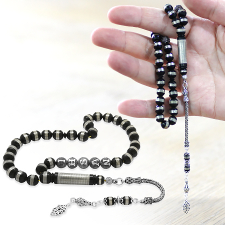 925 Ayar Gümüş Püsküllü Metal Sarmal İstanbul Kesim İsme Özel Yazılı Kuka Tesbih - Tesbihane