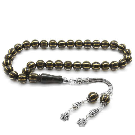 925 Ayar Gümüş Püsküllü Pirinç 8 li Karpuz Yarma Küre Kesim Rus Oltu Tesbih - Tesbihane