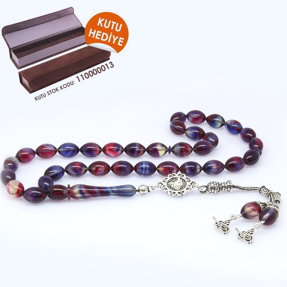 925 Ayar Gümüş Püsküllü Sıkma Kehribar Tesbih (Model-7) - Kutu Hediyeli - 1
