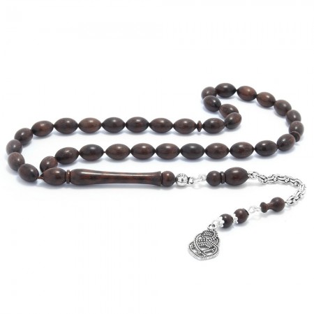 925 Ayar Gümüş Arnavut Püsküllü Arpa Kesim Yılan Ağacı Tesbih - Tesbihane