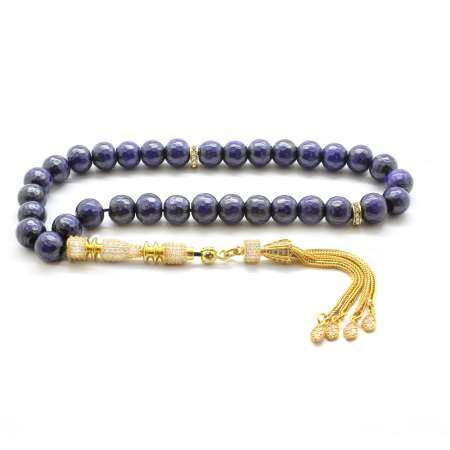 925 Ayar Gümüş Püsküllü Zirkon Taş İşlemeli His Taşı Tesbih - Tesbihane