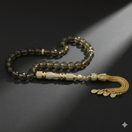 925 Ayar Gümüş Püsküllü Zirkon Taş İşlemeli Zultanit Tesbih - Tesbihane