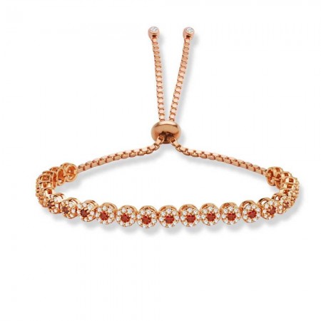 925 Ayar Gümüş Rose Kaplama Ayarlanabilir Çiçek Bileklik - Tesbihane