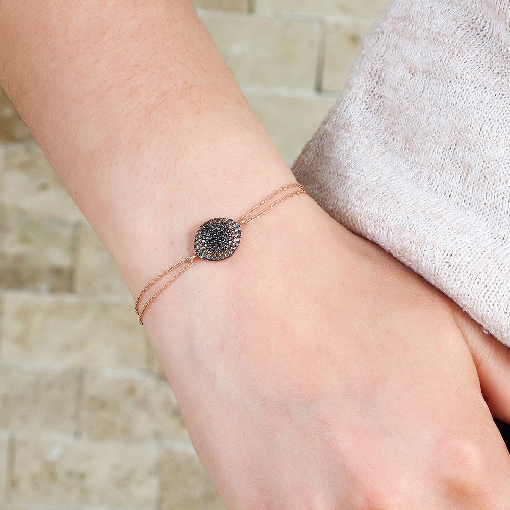 Zirkon Taşlı Göz Tasarım 925 Ayar Gümüş Bayan Bileklik - 2