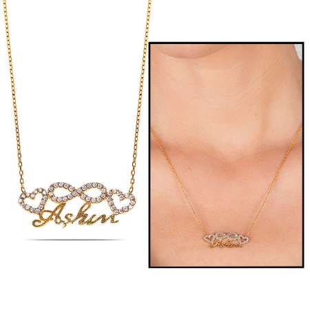 925 Ayar Gümüş Rose Kaplı Aşkım Yazılı Sonsuzluk Kalp Kolye - Tesbihane