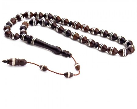 925 Ayar Gümüş Sarmal İşlemeli Arpa Kesim Kuka Tesbih - Tesbihane