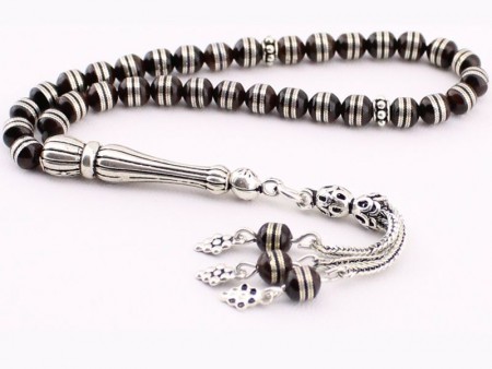 925 Ayar Gümüş Sarmal İşlemeli Kuka Tesbih - Tesbihane