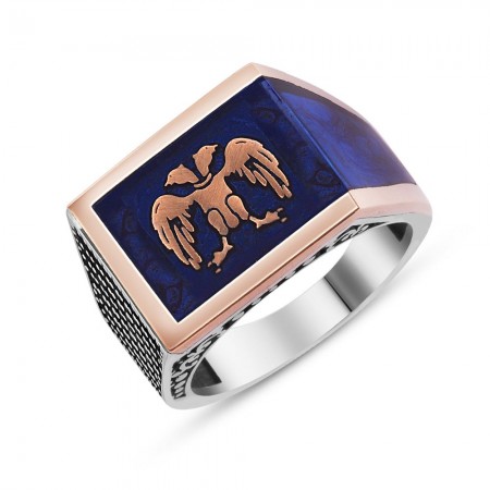 925 Ayar Gümüş Selçuklu Kartalı Model Mineli Yüzük - Tesbihane