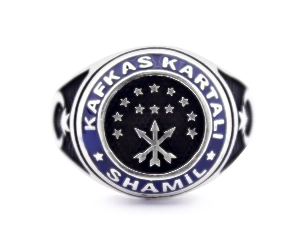 925 Ayar Gümüş Şeyh Şamil Kafkas Kartal Yüzüğü - 1