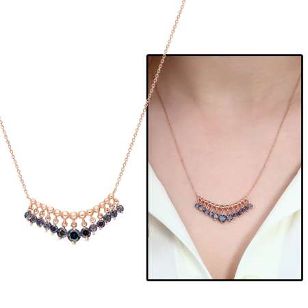 Renkli Zirkon Taşlı Shakira 925 Ayar Gümüş Bayan Kolye - Tesbihane