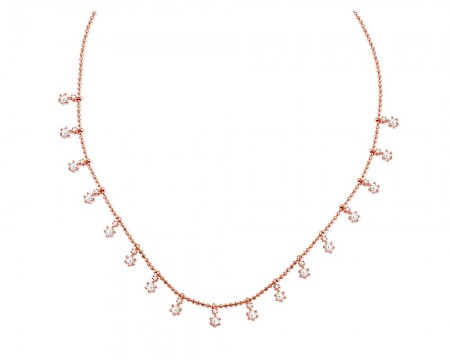 925 Ayar Gümüş Sıralı Zirkon Taşlı Kolye - Tesbihane