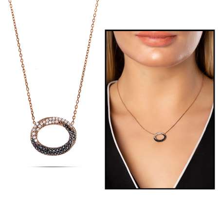 Siyaz-Beyaz Zirkon Taşlı Sonsuzluk Döngü 925 Ayar Gümüş Bayan Kolye - Tesbihane