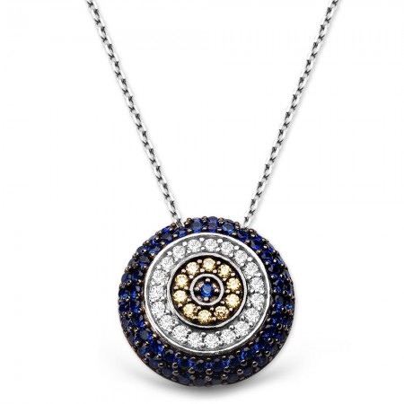 925 Ayar Gümüş Sosyete Gözü Kolye Halka Model - Tesbihane