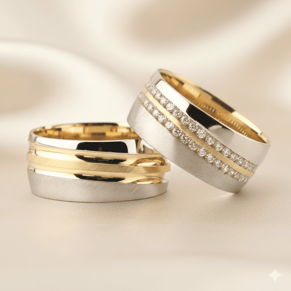 Su Yolu Tasarım 925 Ayar Gümüş Çift Alyans - 1