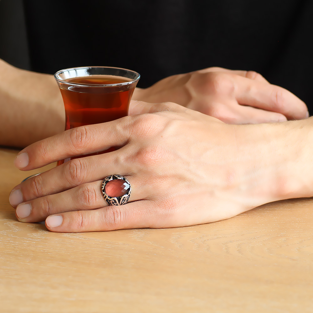 Kutu Hediyeli Zultanit Taşlı 925 Ayar Gümüş Erkek Yüzük - 2