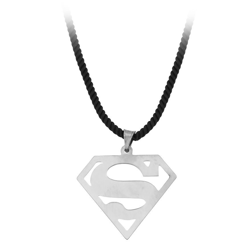 Supermen Tasarım 925 Ayar Gümüş Erkek Kolye - 1