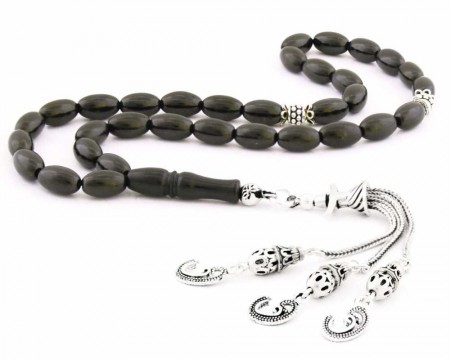 925 Ayar Gümüş Süslemeli Kapsül Kesim Gürcistan Oltusu Tesbih - Tesbihane