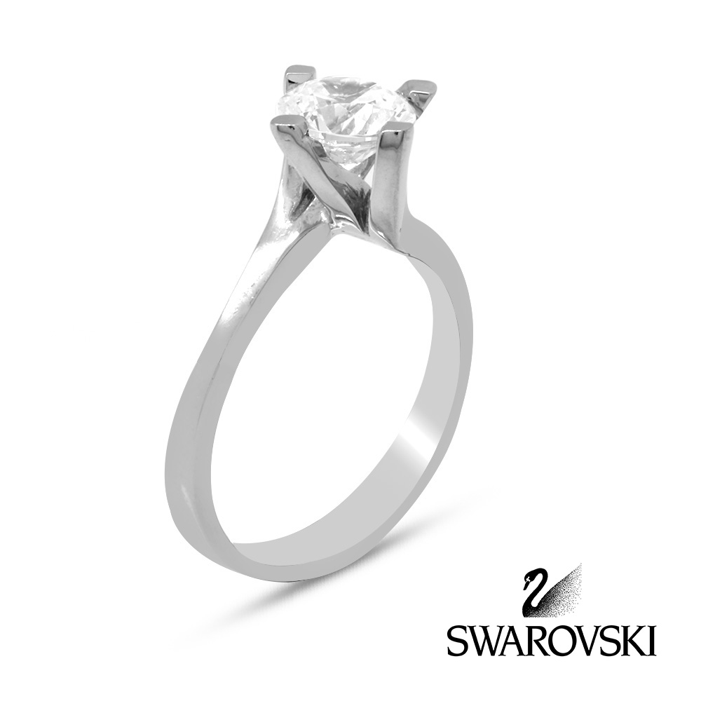 925 Ayar Gümüş Swarovski Tektaş Bayan Yüzük - M2 - 1