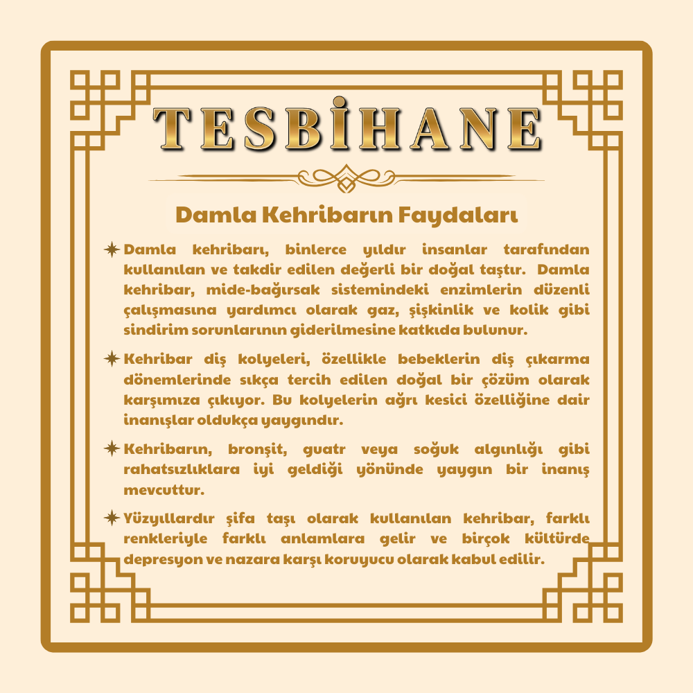 925 Ayar Gümüş Telkari Tasarım 3 lü Kamçı Püsküllü Küre Kesim King Seccer Damla Kehribar Tesbih - 4