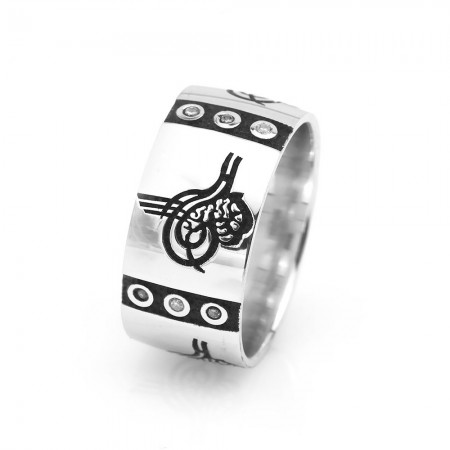 Tuğra Tasarım Zirkon Taşlı 925 Ayar Gümüş Bayan Alyans - Tesbihane