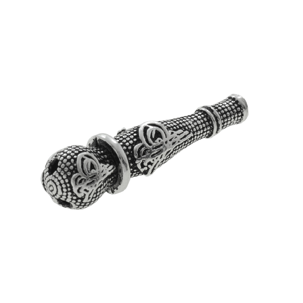 Nokta İşlemeli Tuğra Motifli 925 Ayar Gümüş İmame - 1