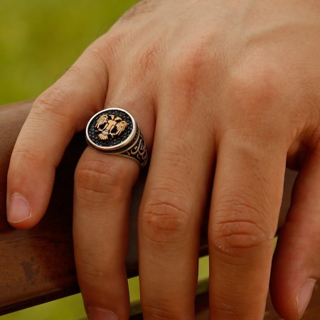 925 Ayar Gümüş Vatan Millet Yüzüğü(selçuklu Kartalı) - Tesbihane