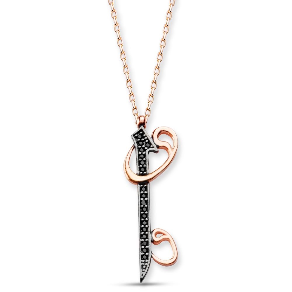 925 Ayar Gümüş Vavlı Elif Model Kolye (SRD0090) - 1