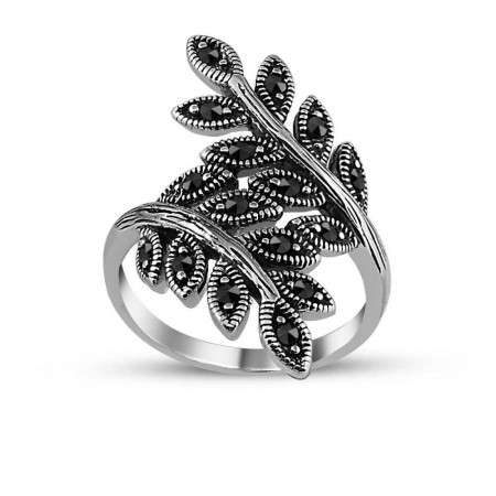 925 Ayar Gümüş Yaprak Sarmal Yüzük - Tesbihane