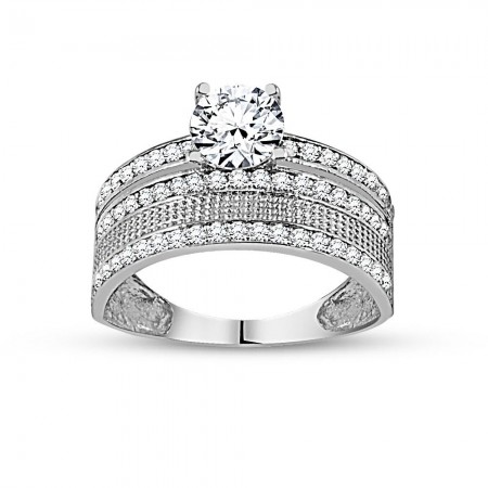 925 Ayar Gümüş Yarım Tur Tektaş Ahsen Yüzük - Tesbihane