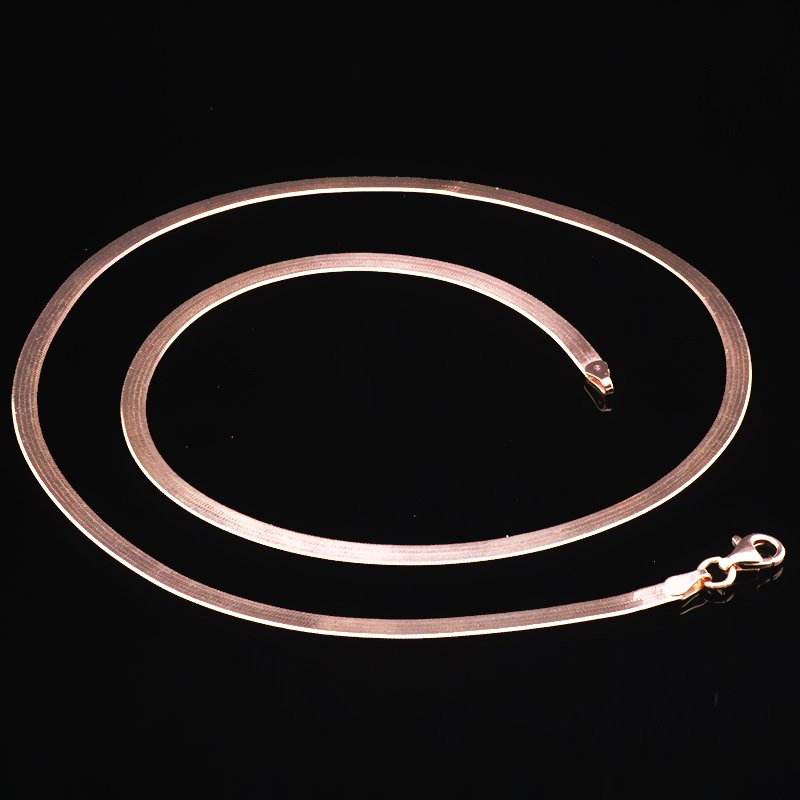 925 Ayar Gümüş Flat Snake Bayan Zincir Kolye - 7