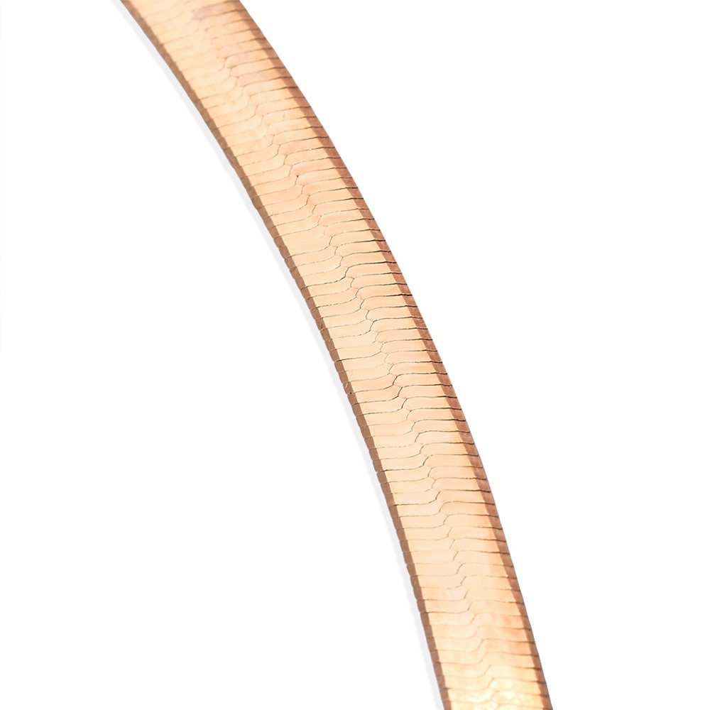 925 Ayar Gümüş Flat Snake Bayan Zincir Kolye - 5