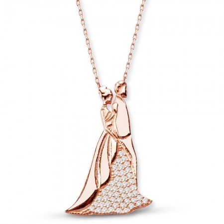 925 Ayar Gümüş Zirkon Taşlı Birlikte Bir Ömür Boyu Kolye - STOKYOK