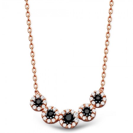 925 Ayar Gümüş Zirkon Taşlı Çiçek Tasarım Kolye - Tesbihane