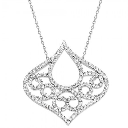 925 Ayar Gümüş Zirkon Taşlı Estetik Kolye - Tesbihane