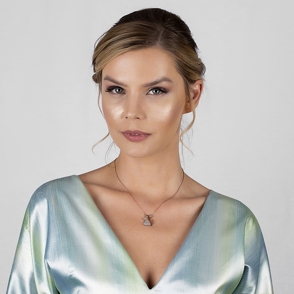 925 Ayar Gümüş Zirkon Taşlı Gelin Damat Kolye - M2 - 2