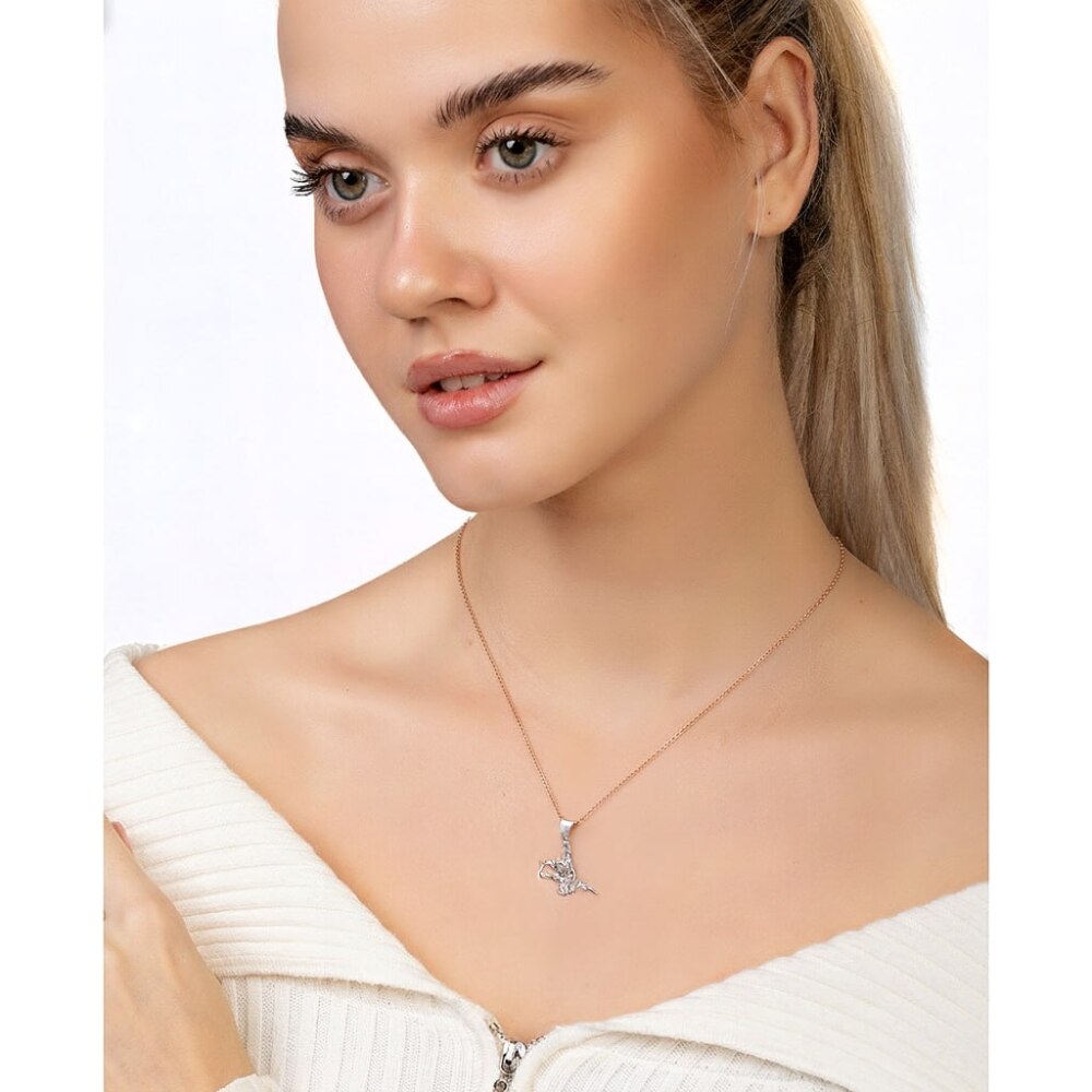 925 Ayar Gümüş Zirkon Taşlı Gölgeli Tuğra Model Kaplama Kolye - 1