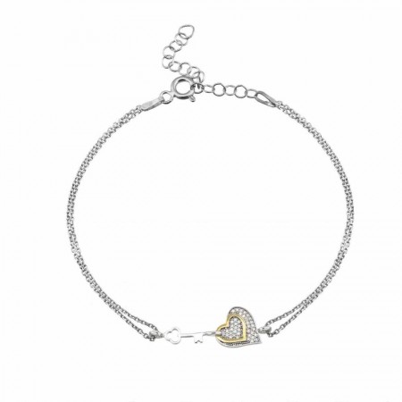 925 Ayar Gümüş Zirkon Taşlı Kalbimin Anahtarı Bileklik - Tesbihane