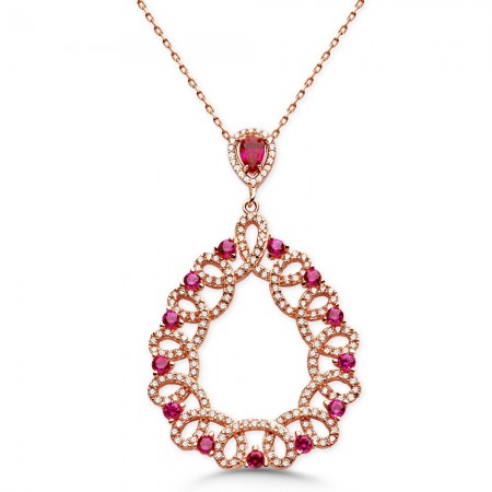 925 Ayar Gümüş Zirkon Taşlı Kolye (M-25) - Tesbihane