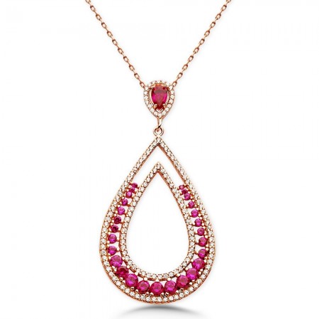 925 Ayar Gümüş Zirkon Taşlı Kolye (M-16) - Tesbihane