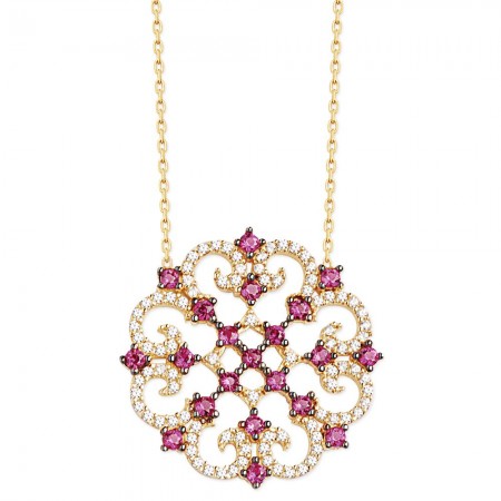 925 Ayar Gümüş Zirkon Taşlı Kolye - M31 - Tesbihane