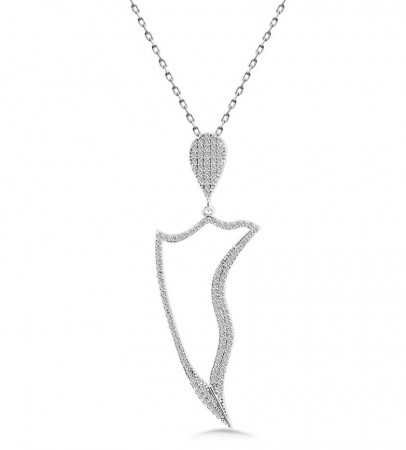 925 Ayar Gümüş Zirkon Taşlı Kolye - M28 - Tesbihane