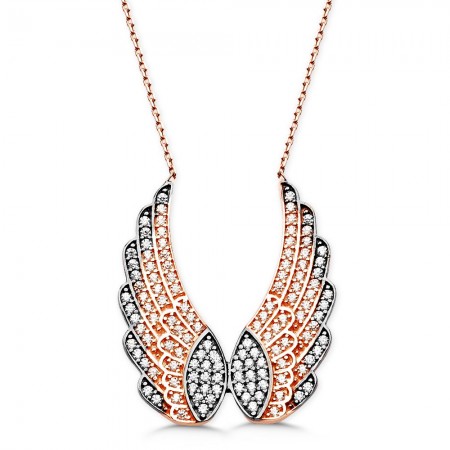 925 Ayar Gümüş Zirkon Taşlı Melek Kanadı Kolyesi - Tesbihane