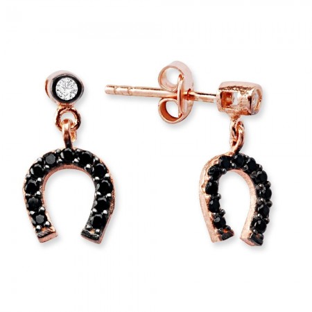 925 Ayar Gümüş Zirkon Taşlı Nal Küpe - Tesbihane