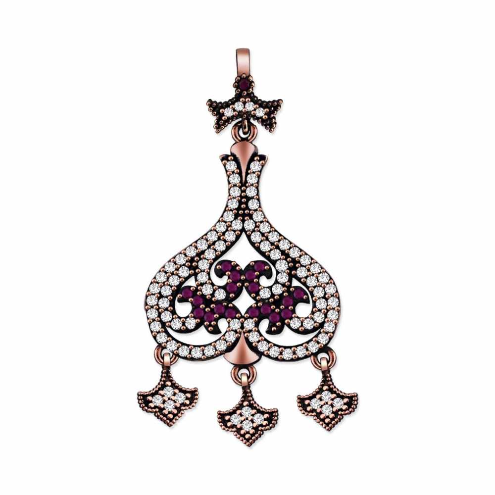 925 Ayar Gümüş Zirkon Taşlı Otantik Kolye - 2