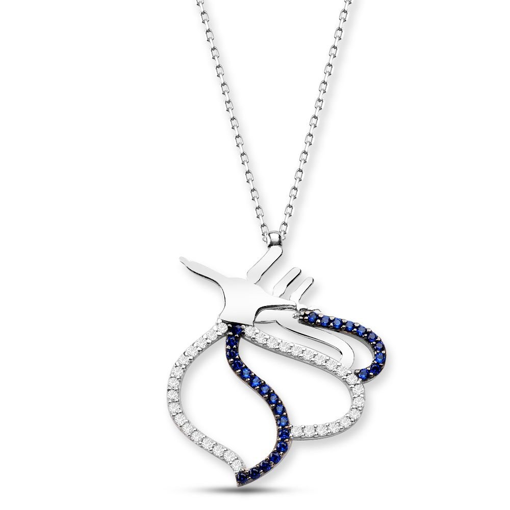 925 Ayar Gümüş Zirkon Taşlı Semazenler Kolye - 1