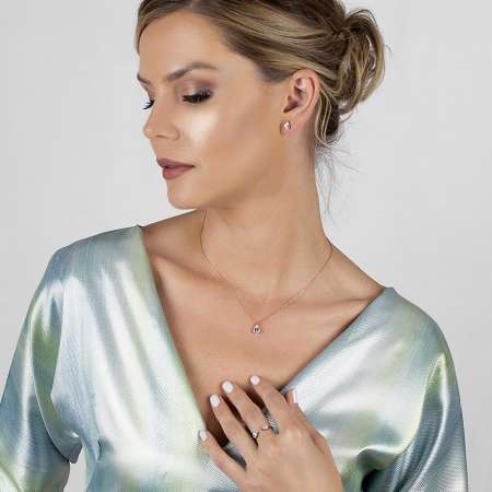 925 Ayar Gümüş Zirkon Taşlı Set - Tesbihane