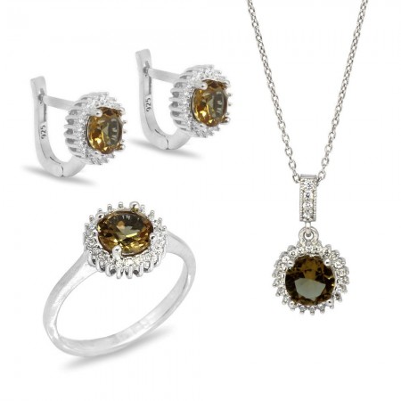 925 Ayar Gümüş Zirkon Taşlı Set (Model-10) - Tesbihane