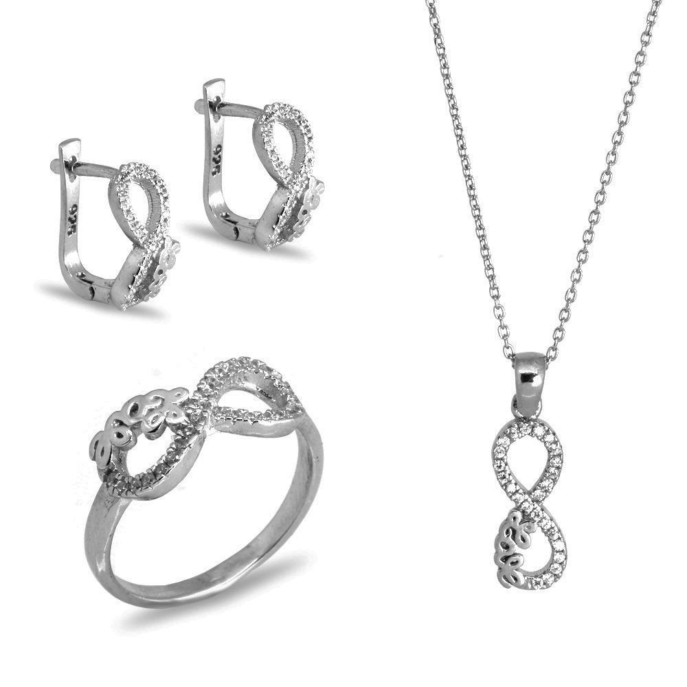 925 Ayar Gümüş Zirkon Taşlı Set (Model-13) - 2