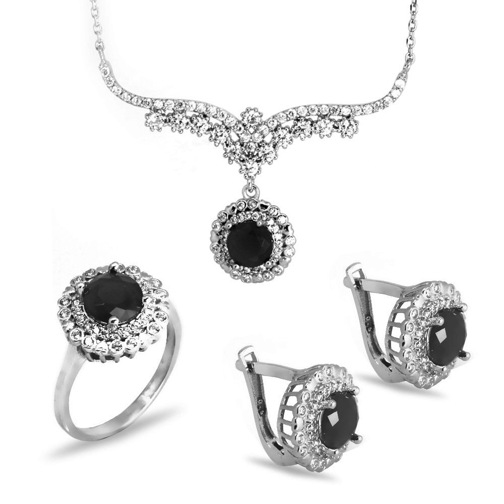 925 Ayar Gümüş Zirkon Taşlı Set (Model-16) - 1