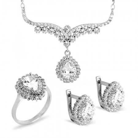 925 Ayar Gümüş Zirkon Taşlı Set (Model-18) - Tesbihane